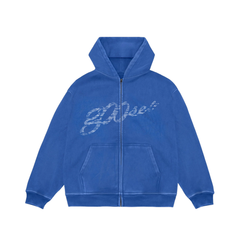 g00se Blue Zip Up Lyric Hoodie