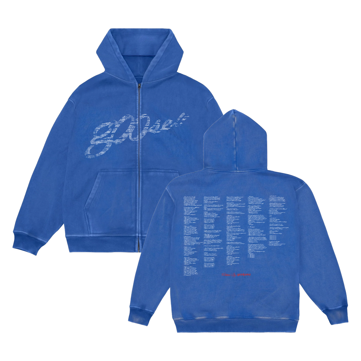 g00se Blue Zip Up Lyric Hoodie