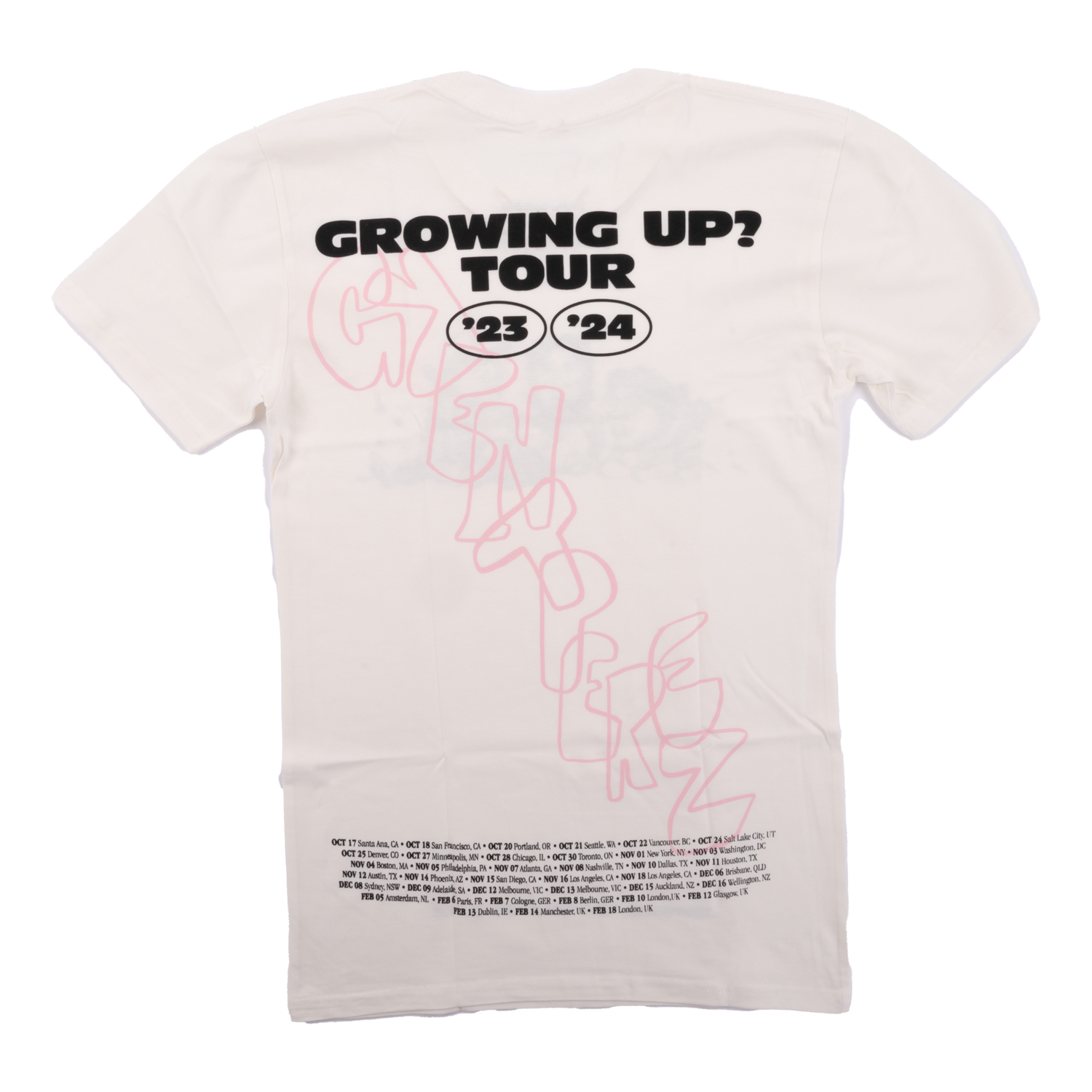 grentperez GROWING UP? TOUR T-SHIRT - NATURAL
