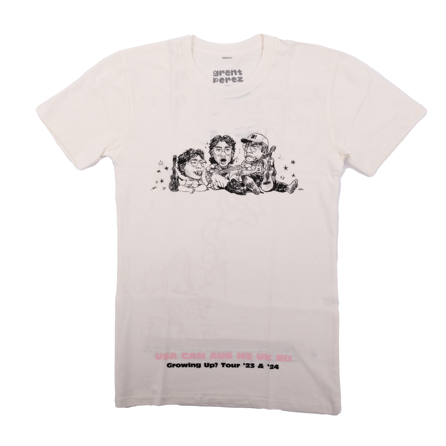 grentperez GROWING UP? TOUR T-SHIRT - NATURAL